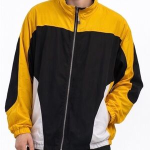 Vintage Kobe Windbreaker Jacket XXL YellowBlack Colorblock Lightweight Zip Track